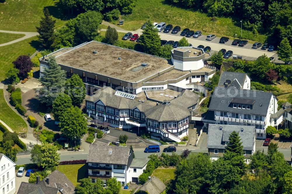 Schmallenberg from the bird's eye view: Complex of the hotel building of Kurhausbetriebsgesellschaft Fredeburg mbH in Schmallenberg in the state North Rhine-Westphalia