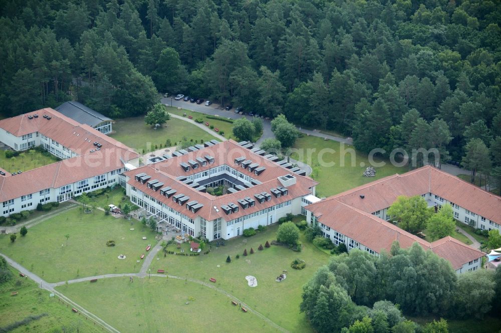 Templin from above - Complex of the hotel building Landsitz-Hotel in Templin in the state Brandenburg