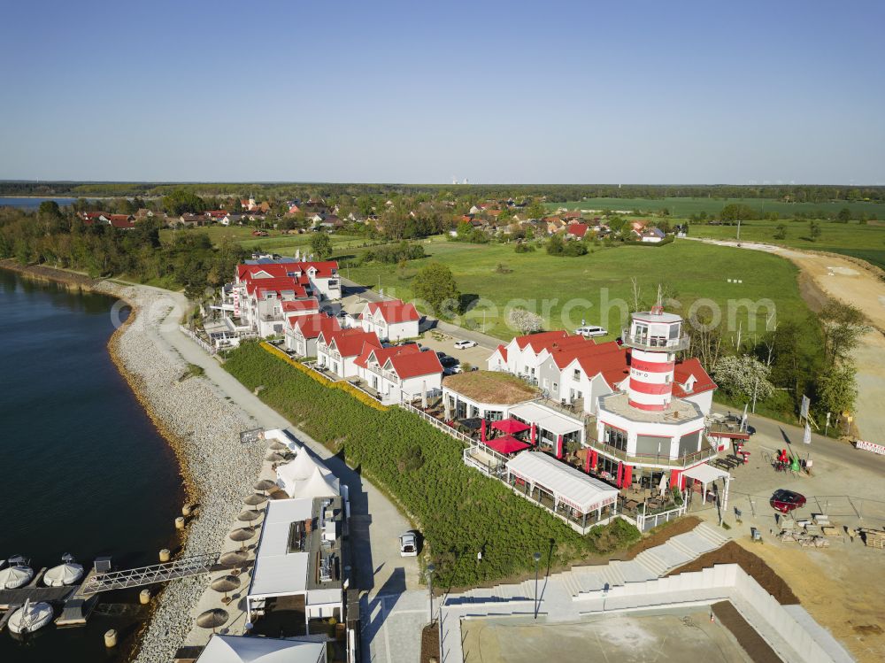 Elsterheide from above - Building complex of the hotel complex Der LeuchtTurm-Gastro GmbH Zum Leuchtturm in Geierswalde in the federal state of Saxony, Germany