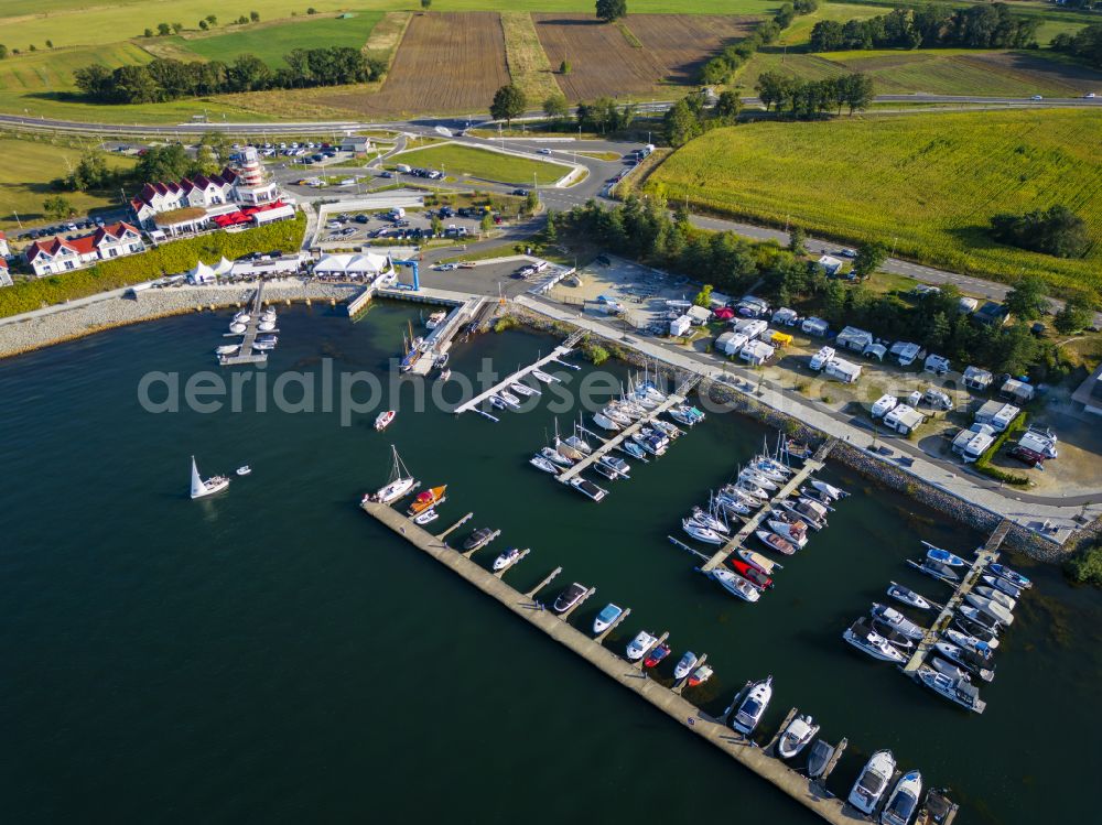 Aerial image Elsterheide - Building complex of the hotel complex Der LeuchtTurm-Gastro GmbH Zum Leuchtturm in Geierswalde in the federal state of Saxony, Germany