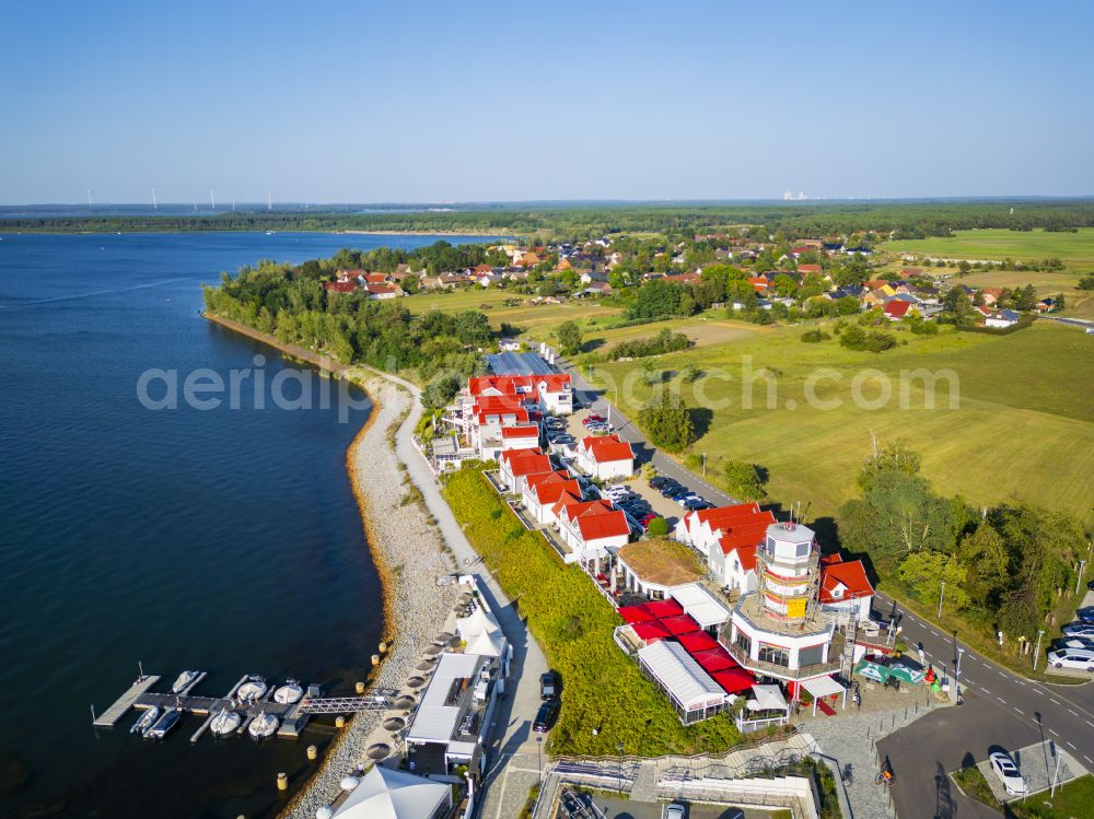 Elsterheide from above - Building complex of the hotel complex Der LeuchtTurm-Gastro GmbH Zum Leuchtturm in Geierswalde in the federal state of Saxony, Germany