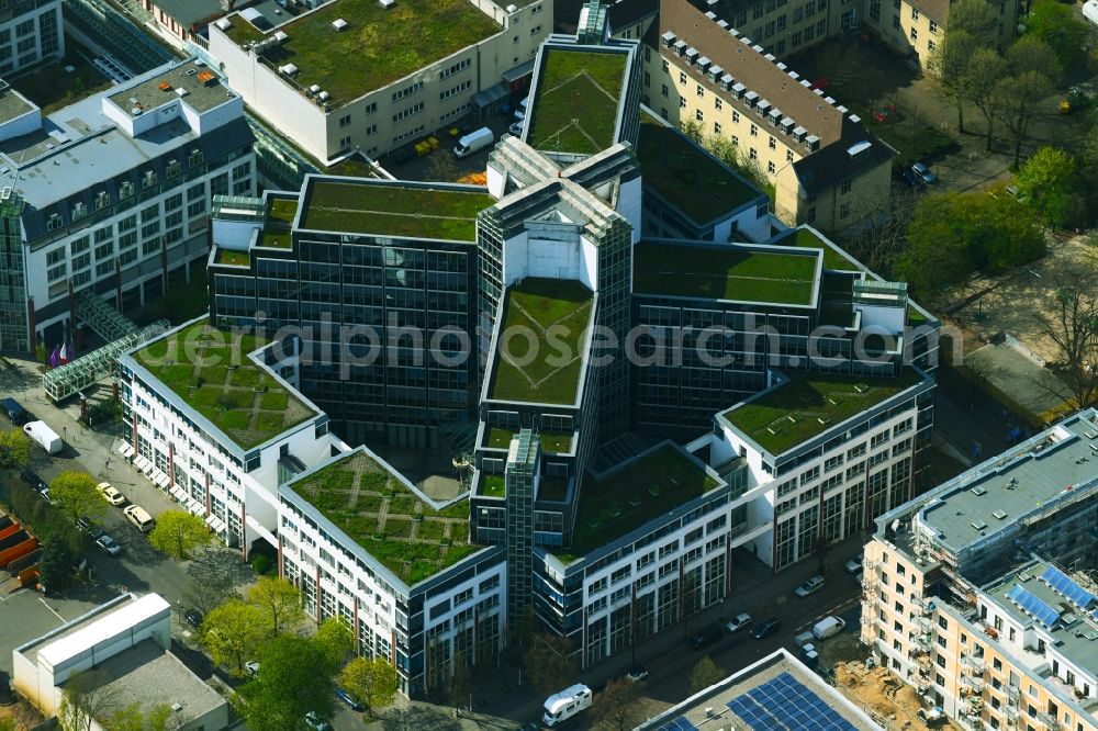 Berlin from above - Complex of the hotel building of Mercure Hotel Berlin Tempelhof Airport on Rollbergstrasse in Berlin, Germany