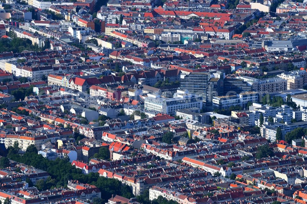 Aerial photograph Berlin - Complex of the hotel building of Mercure Hotel Berlin Tempelhof Airport on Rollbergstrasse in Berlin, Germany