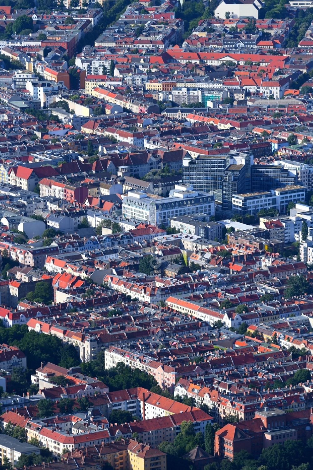 Berlin from above - Complex of the hotel building of Mercure Hotel Berlin Tempelhof Airport on Rollbergstrasse in Berlin, Germany