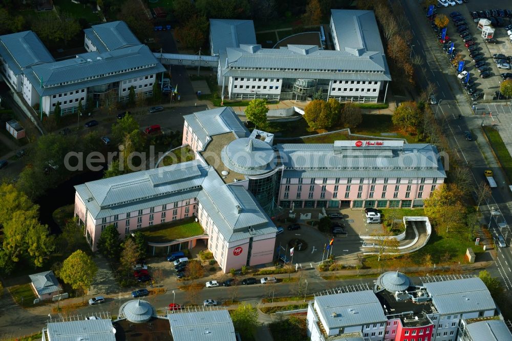 Magdeburg from the bird's eye view: Complex of the hotel building Michel Hotel Magdeburg in the district Sudenburg in Magdeburg in the state Saxony-Anhalt, Germany