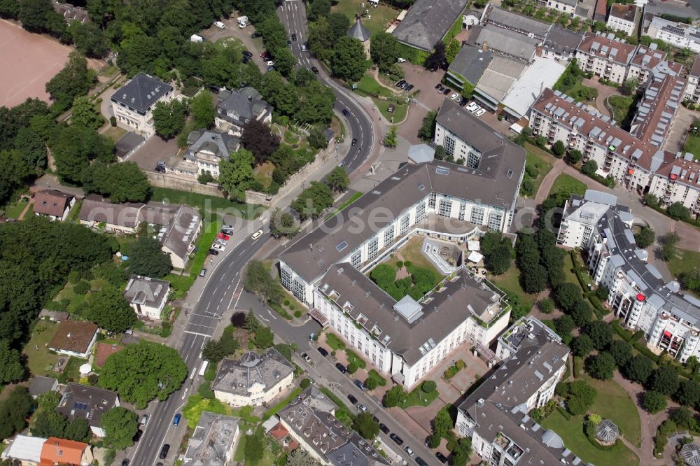 Aerial image Mainz - Complex of the hotel building Novotel in Mainz in the state Rhineland-Palatinate, Germany