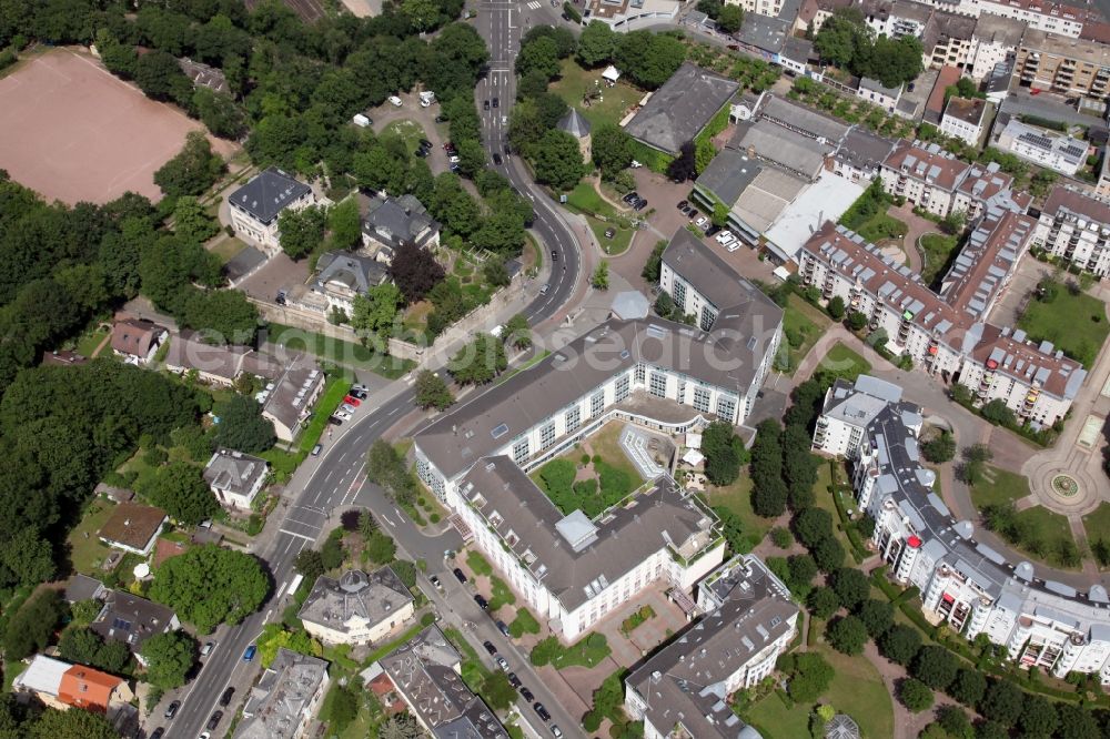 Aerial image Mainz - Complex of the hotel building Novotel in Mainz in the state Rhineland-Palatinate, Germany