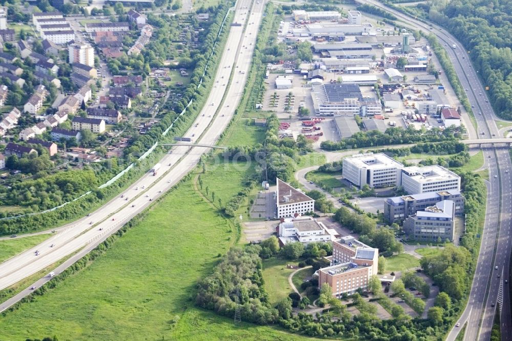 Aerial image Ettlingen - Complex of the hotel building Radisson Blu in Ettlingen in the state Baden-Wuerttemberg