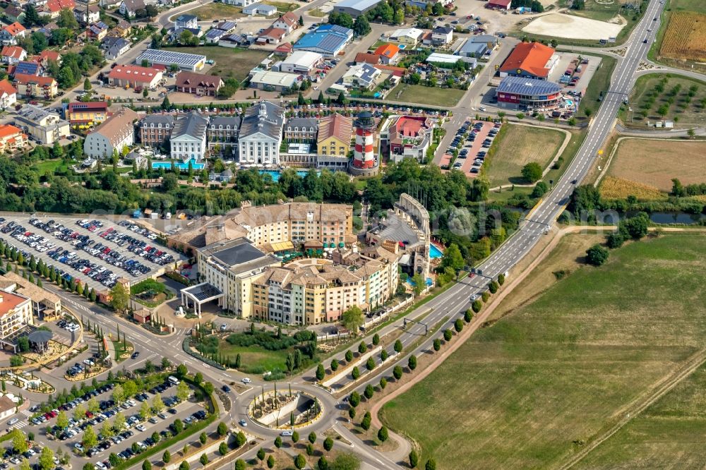 Aerial photograph Rust - Complex of the hotel building Resort Colosseo in Europa-Park in Rust in the state Baden-Wurttemberg, Germany