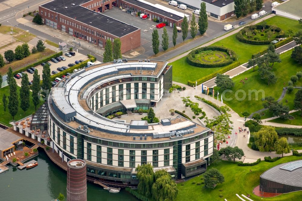 Aerial image Wolfsburg - Complex of the hotel building The Ritz-Carlton an der Parkstrasse in Wolfsburg in the state Lower Saxony