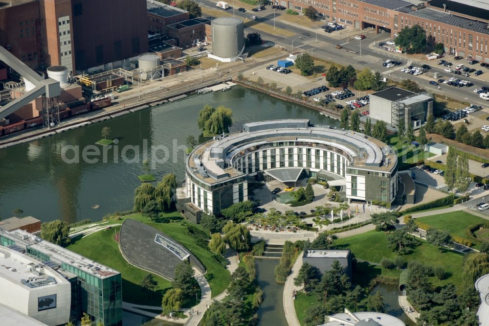 Aerial photograph Wolfsburg - Complex of the hotel building Ritz Carlton in Wolfsburg in the state Lower Saxony