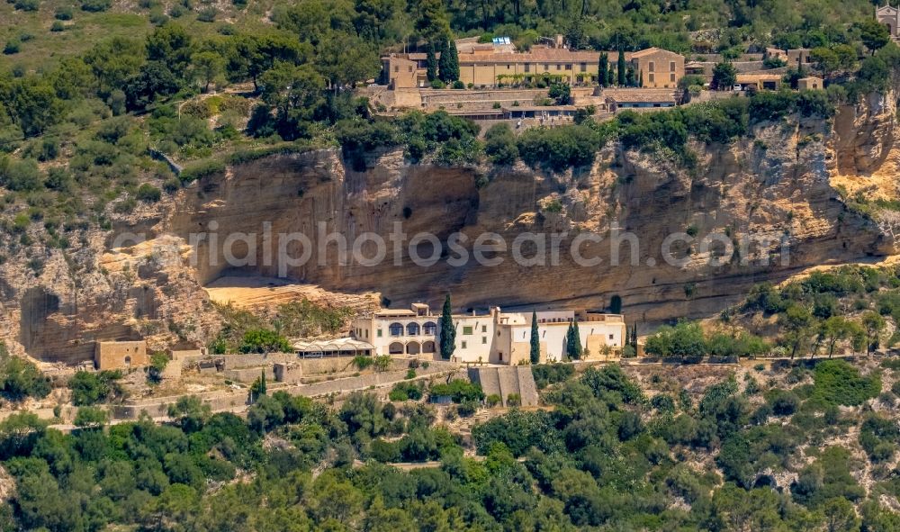 Aerial image Algaida - Complex of the hotel building Santuari de Gracia in Algaida in Balearic island of Mallorca, Spain