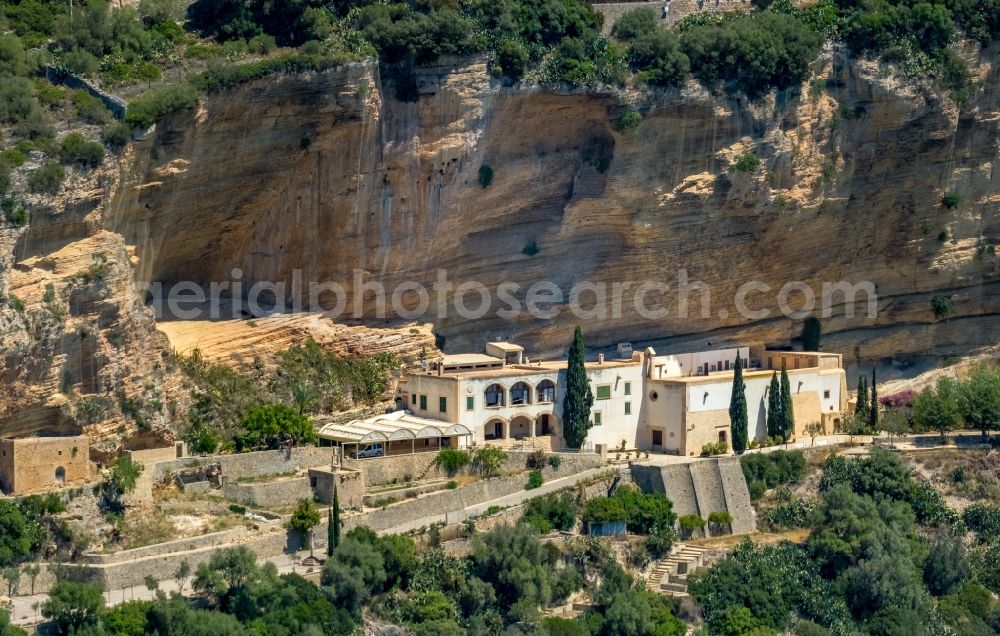 Algaida from the bird's eye view: Complex of the hotel building Santuari de Gracia in Algaida in Balearic island of Mallorca, Spain