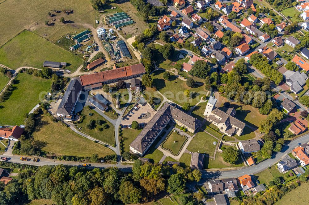 Brakel from above - Complex of the hotel building Schloss Gehrden an der Schlossstrasse in Brakel in the state North Rhine-Westphalia