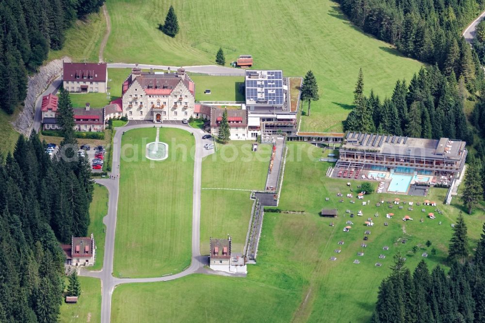 Aerial photograph Krün - Complex of the hotel building Kranzbach in Kruen in the state Bavaria, Germany