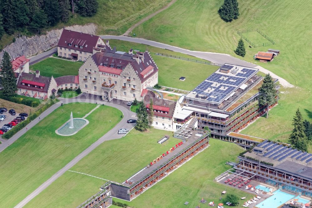 Aerial image Krün - Complex of the hotel building Kranzbach in Kruen in the state Bavaria, Germany