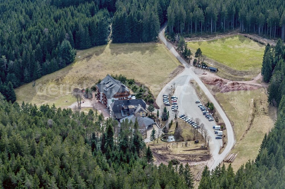 Hornberg from the bird's eye view: Complex of the hotel building Schoene Aussicht in Hornberg in the state Baden-Wuerttemberg, Germany