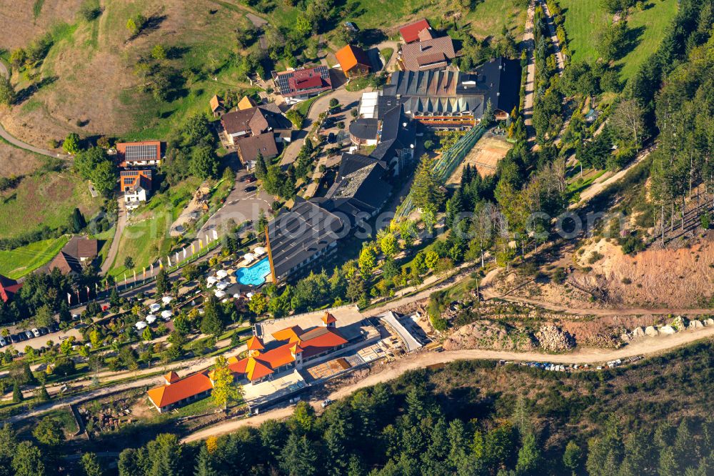 Bad Peterstal-Griesbach from above - Complex of the hotel building Schwarzwald Resort Dollenberg - Relais & Chateaux in Bad Peterstal-Griesbach in the state Baden-Wuerttemberg, Germany