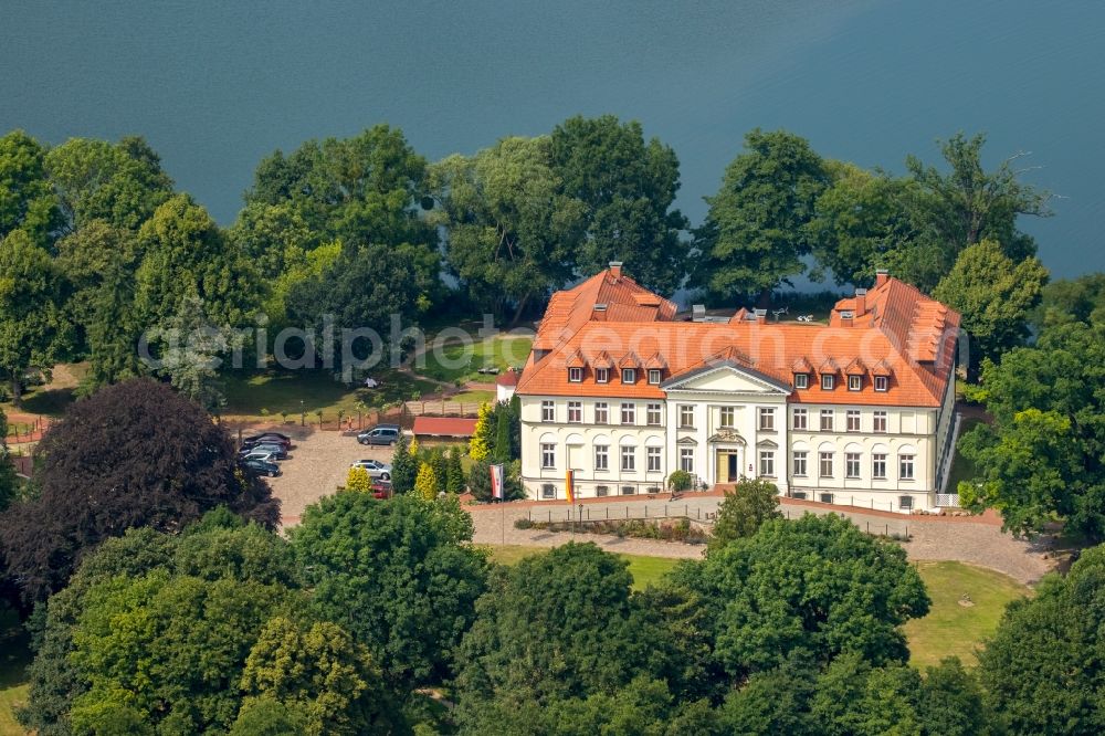 Aerial image Schorssow - Complex of the hotel building Seeschloss Schorssow at Haussee in Schorssow in the state Mecklenburg - Western Pomerania