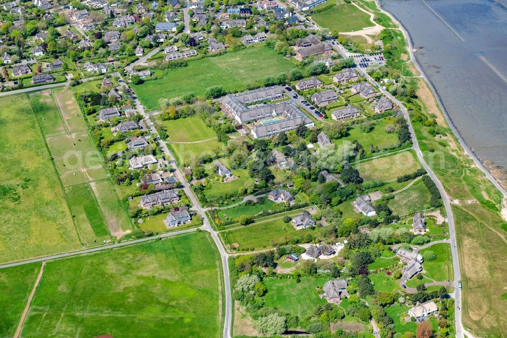 Aerial image Keitum - Complex of the hotel building Severins Hotel and Spa in Keitum at the island Sylt in the state Schleswig-Holstein, Germany