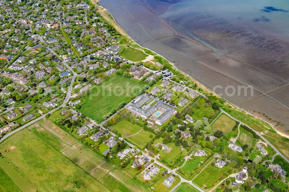 Keitum from above - Complex of the hotel building Severins Hotel and Spa in Keitum at the island Sylt in the state Schleswig-Holstein, Germany