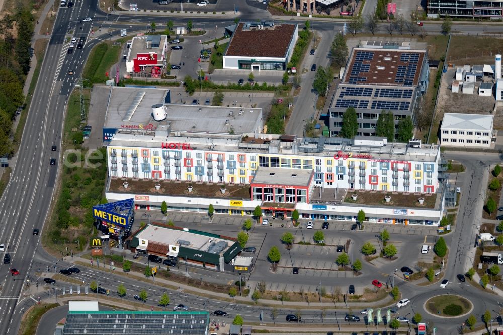 Brunnthal from above - Building complex of the hotel complex Stay2Munich and the Kopernikusstrasse in Brunnthal in the state Bavaria, Germany