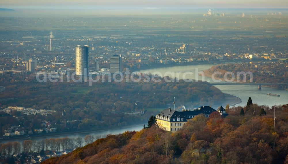 Königswinter from the bird's eye view: Complex of the hotel building Steigenberger Grandhotel Petersberg in Koenigswinter in the state North Rhine-Westphalia