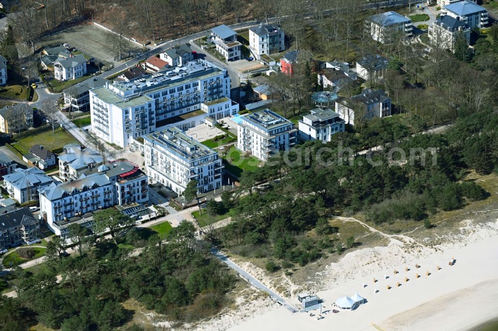 Aerial image Heringsdorf - Complex of the hotel building Steigenberger Grandhotel & Spa, Heringsdorf in Heringsdorf on the island of Usedom in the state Mecklenburg - Western Pomerania, Germany