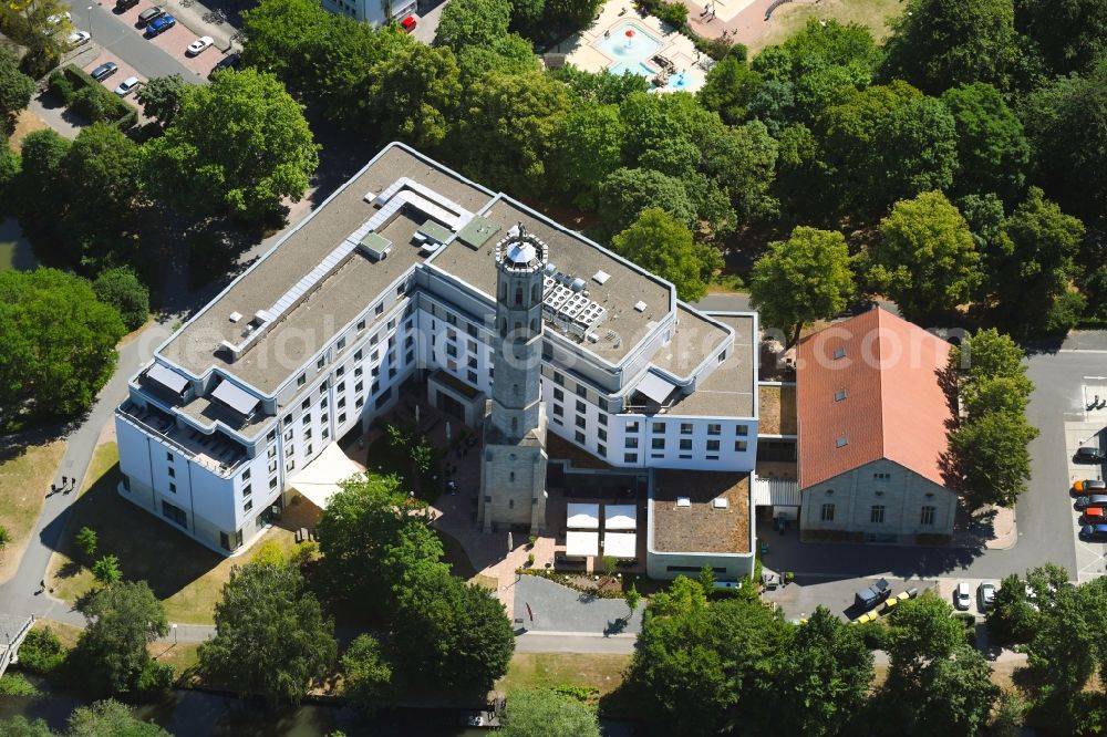 Braunschweig from above - Complex of the hotel building Steigenberger Parkhotel in Brunswick in the state Lower Saxony, Germany