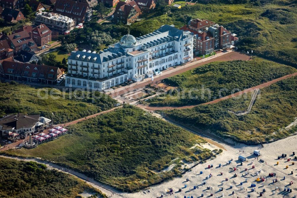 Aerial image Juist - Complex of the hotel building Strandhotel Kurhaus Juist in Juist in the state Lower Saxony, Germany