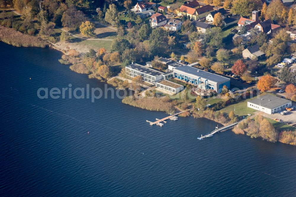 Aerial image Senftenberg - Complex of the hotel building Strandhotel Senftenberger See in Senftenberg in the state Brandenburg, Germany