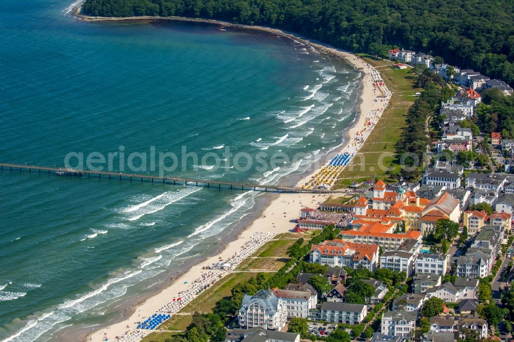 Aerial image Binz - Complex of the hotel building Travel Charme Kurhaus Binz on Strandpromenade in Binz in the state Mecklenburg - Western Pomerania