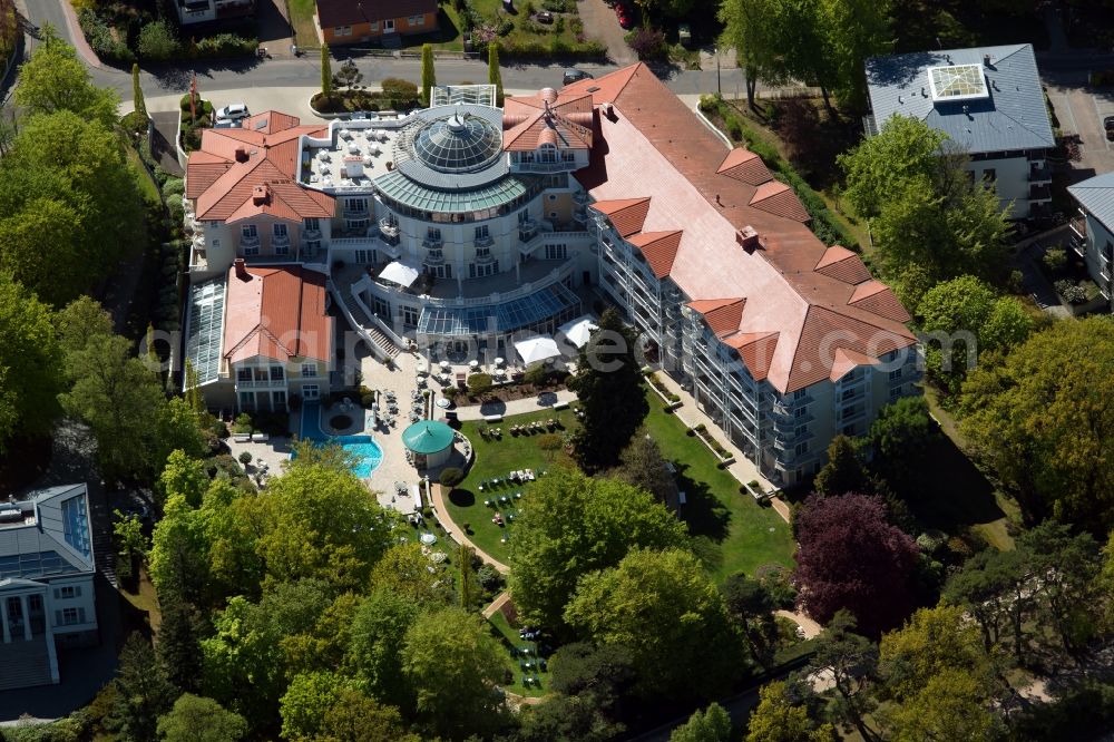 Aerial image Heringsdorf - Complex of the hotel building Travel Charme Strandidyll Heringsdorf on Delbrueckstrasse in Heringsdorf in the state Mecklenburg - Western Pomerania, Germany