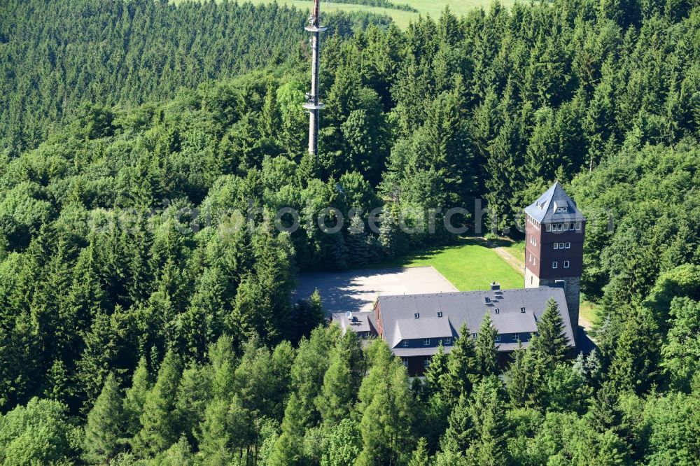 Aerial image Bärenstein - Complex of the hotel building Unterkunftshaus on Baerenstein on Bergstrasse in Baerenstein in the state Saxony, Germany