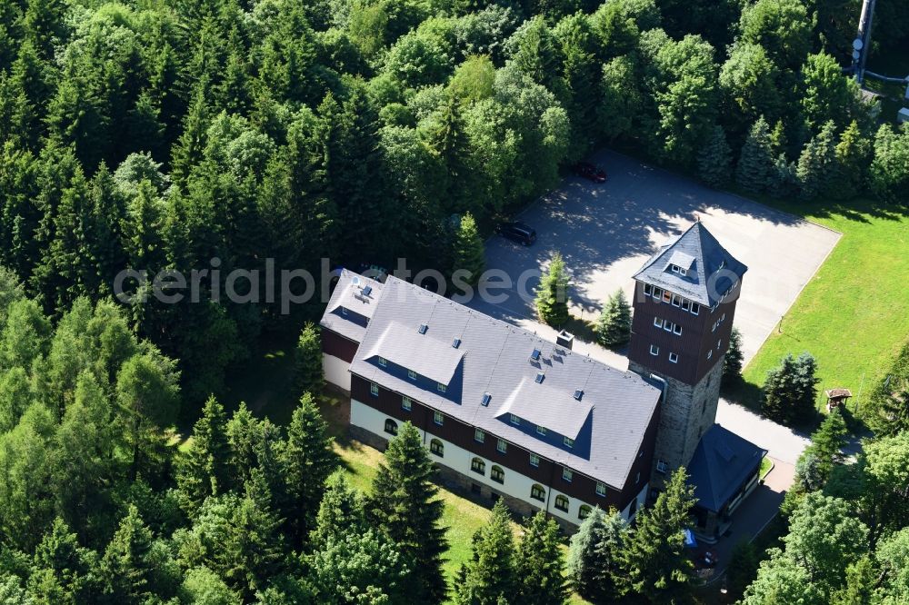 Aerial image Bärenstein - Complex of the hotel building Unterkunftshaus on Baerenstein on Bergstrasse in Baerenstein in the state Saxony, Germany