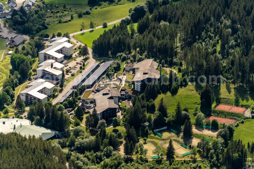 Aerial image Schluchsee - Complex of the hotel building Vier Jahreszeiten Am Schluchsee in Schluchsee in the state Baden-Wuerttemberg, Germany