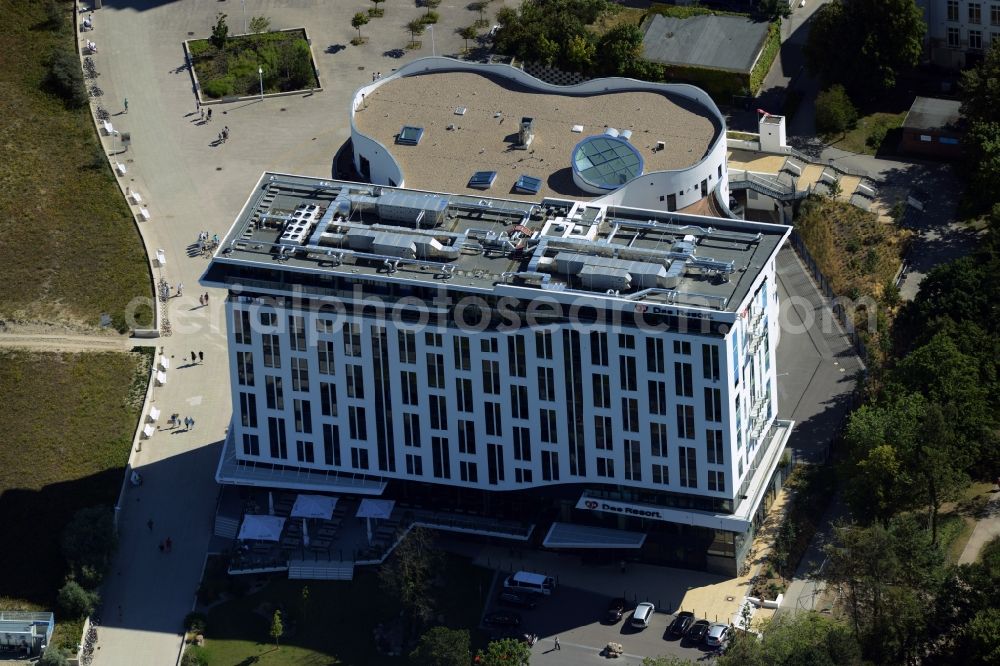 Aerial image Seebad Warnemünde - Complex of the hotel building a-ja Warnemuende. Das Resort. in Seebad Warnemuende in the state Mecklenburg - Western Pomerania