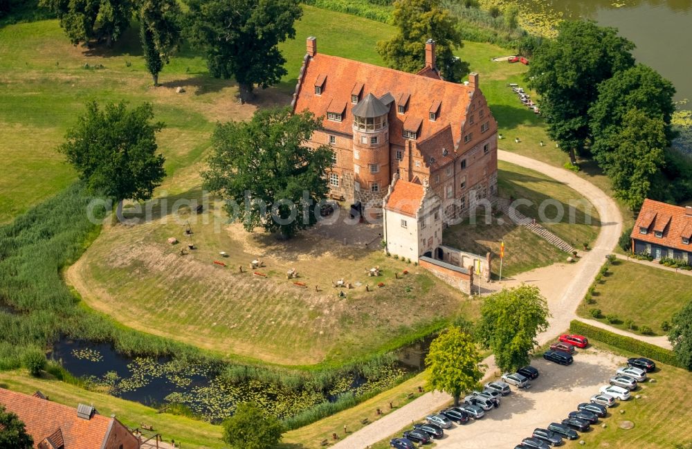 Schwinkendorf from above - Complex of the hotel building Schloss Ulrichshusen in the district Ulrichshusen in Schwinkendorf in the state Mecklenburg - Western Pomerania