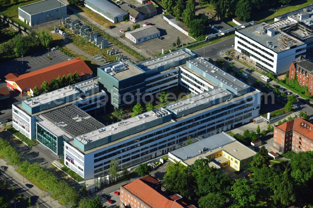 Dresden from above - Building complex of the Institute Bio Innovations Zentrum Dresden on Tatzberg in Dresden in the state Saxony, Germany