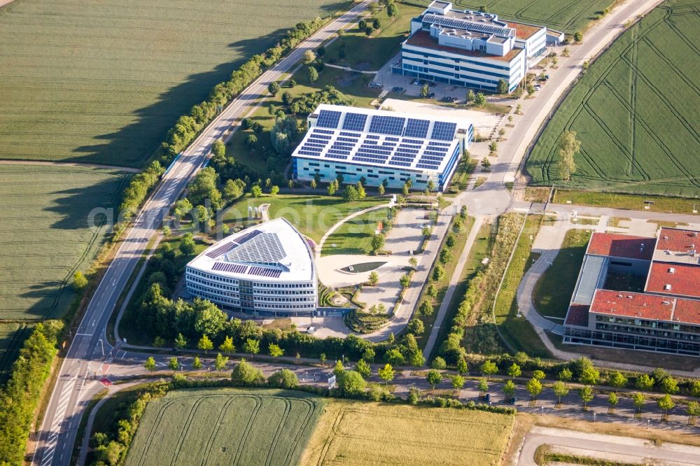 Ulm from above - Building complex of the Institute BMW Car IT GmbH in Ulm in the state Baden-Wurttemberg, Germany