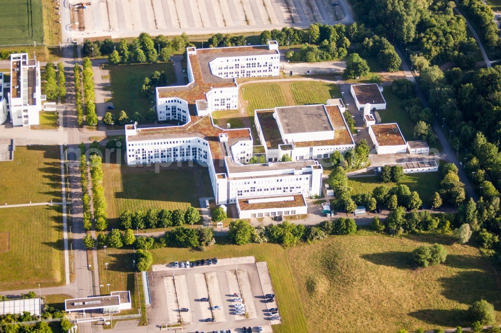 Ulm from the bird's eye view: Building complex of the Institute Daimler TSS GmbH in Ulm in the state Baden-Wurttemberg, Germany