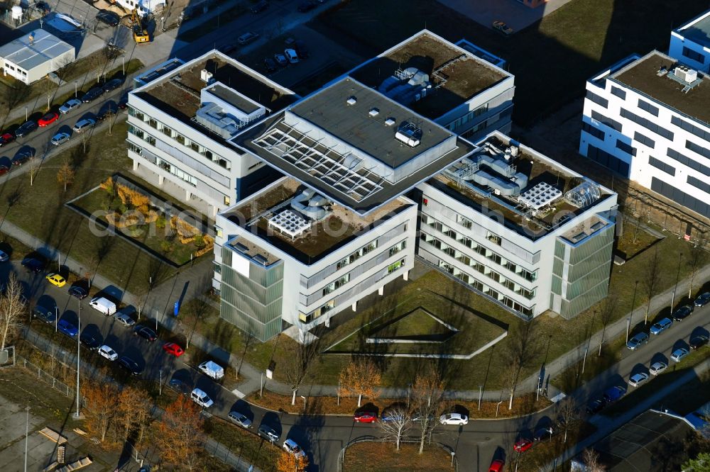 Berlin from above - Building complex of the Institute DSM Biopract GmbH on Magnusstrasse in the district Adlershof in Berlin, Germany