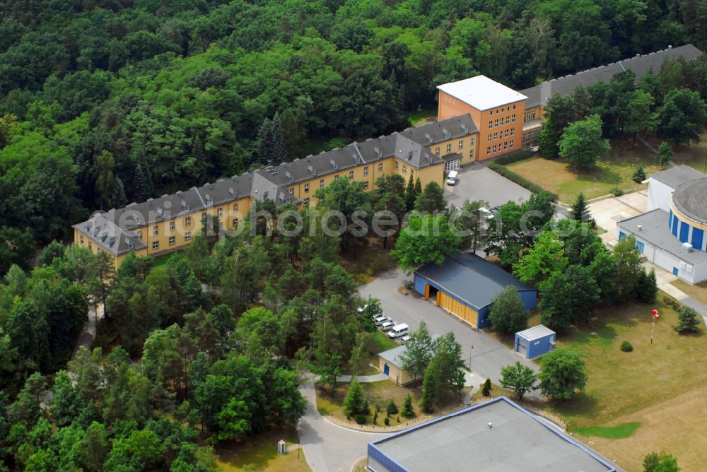 Aerial image Königsbrück - Building complex of the Institute Flugmedizinisches Institut of Luftwaffe of Bundeswehr on street Steinborner Strasse in Koenigsbrueck in the state Saxony, Germany