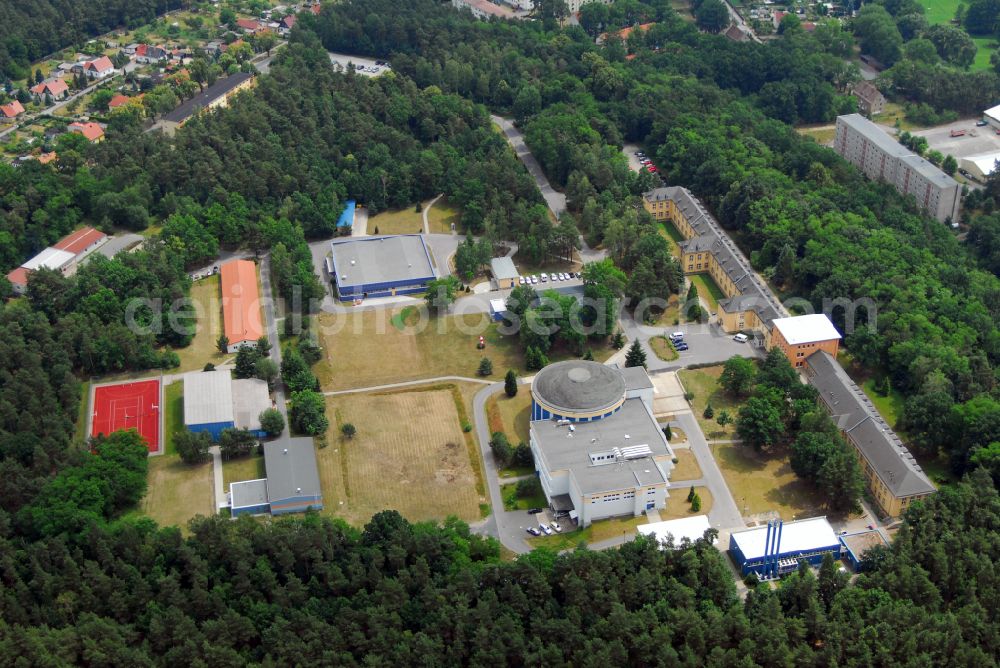 Königsbrück from above - Building complex of the Institute Flugmedizinisches Institut of Luftwaffe of Bundeswehr on street Steinborner Strasse in Koenigsbrueck in the state Saxony, Germany