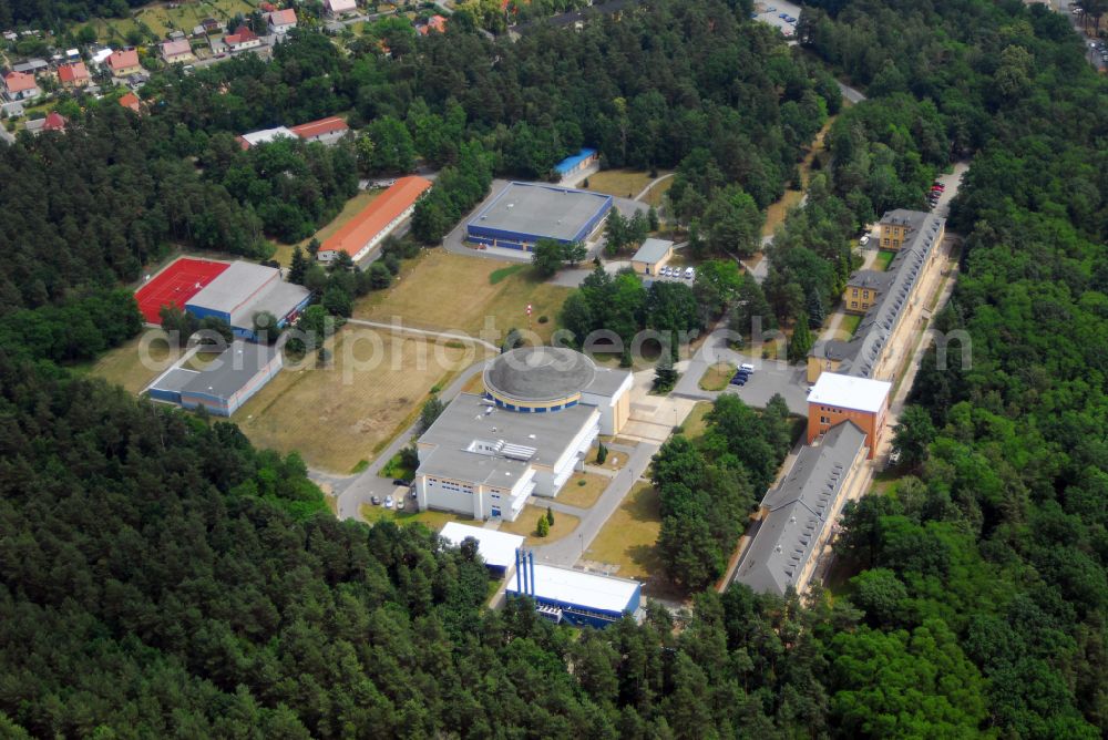 Königsbrück from the bird's eye view: Building complex of the Institute Flugmedizinisches Institut of Luftwaffe of Bundeswehr on street Steinborner Strasse in Koenigsbrueck in the state Saxony, Germany