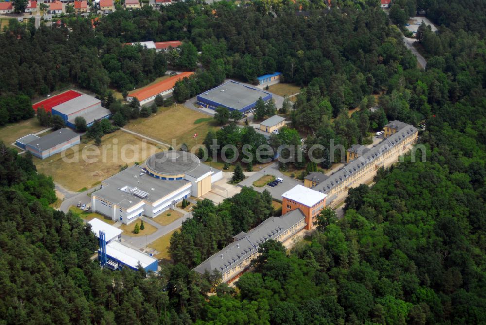 Aerial image Königsbrück - Building complex of the Institute Flugmedizinisches Institut of Luftwaffe of Bundeswehr on street Steinborner Strasse in Koenigsbrueck in the state Saxony, Germany