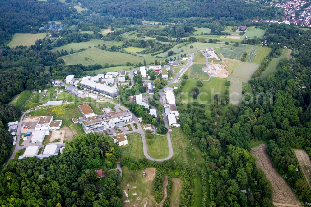 Pfinztal from above - Building complex of the Institute Fraunhofer-Institut fuer Chemische Technologie ICT in Pfinztal in the state Baden-Wuerttemberg, Germany