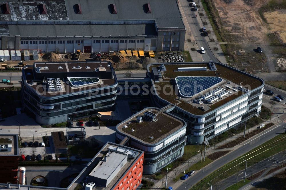 Leipzig from the bird's eye view: Building complex of the Institute Fraunhofer-Institut for Zelltherapie and Immunologie IZI on Perlickstrasse in Leipzig in the state Saxony