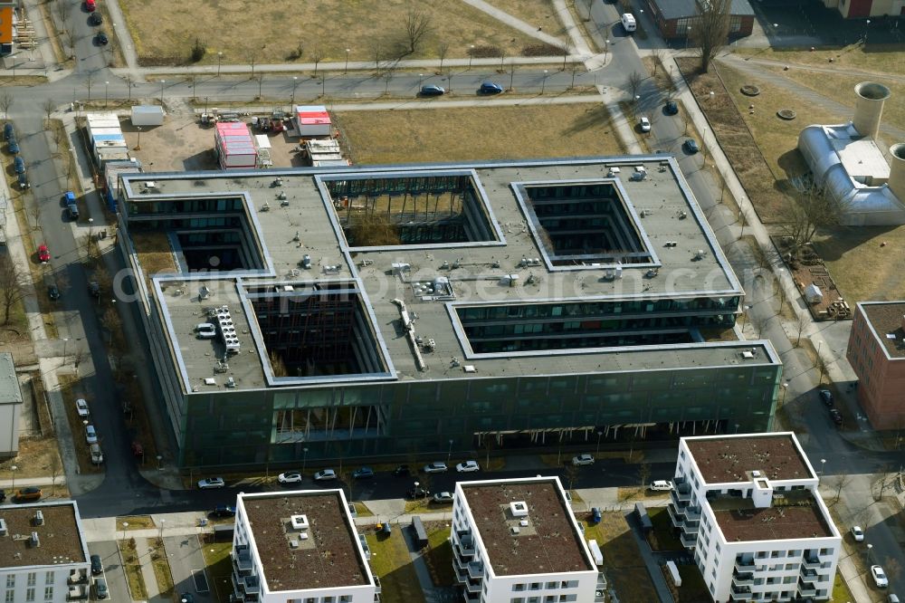 Berlin from above - Building complex of the Institute HUB Institut fuer Physik of HUB on Newtonstrasse in the district Adlershof in Berlin, Germany