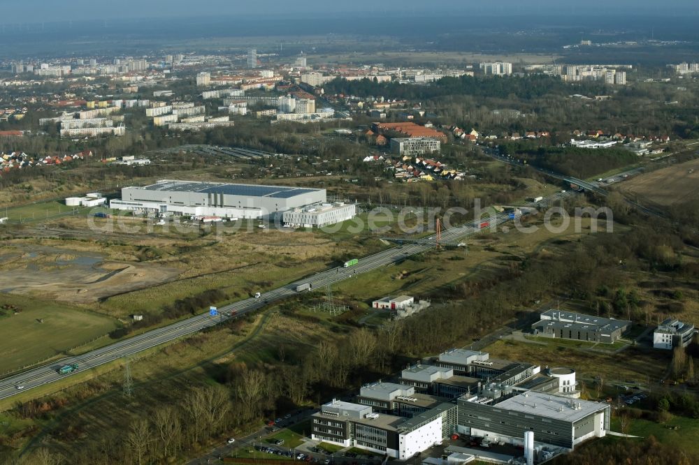 Aerial image Frankfurt (Oder) - Building complex of the Institute IHP GmbH Innovations for High Performance Microelectronics Im Technologiepark in Frankfurt (Oder) in the state Brandenburg